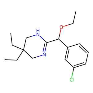 Pyrimidine, 3,4,5,6-tetrahydro-2-(3-chloro-alpha-ethoxybenzyl)-5,5-diethyl- structure