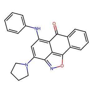 5-anilino-3-(1-pyrrolidinyl)-6H-anthra[1,9-cd]isoxazol-6-one structure