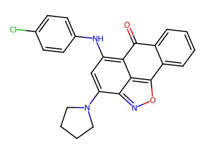 5-(4-chloroanilino)-3-(1-pyrrolidinyl)-6H-anthra[1,9-cd]isoxazol-6-one structure