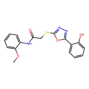 2-((5-(2-Hydroxyphenyl)-1,3,4-oxadiazol-2-yl)thio)-N-(2-methoxyphenyl)acetamide structure