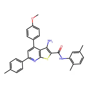3-Amino-N-(2,5-dimethylphenyl)-4-(4-methoxyphenyl)-6-(p-tolyl)thieno[2,3-b]pyridine-2-carboxamide structure
