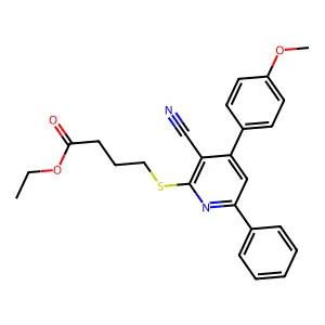 Ethyl 4-((3-cyano-4-(4-methoxyphenyl)-6-phenylpyridin-2-yl)thio)butanoate structure