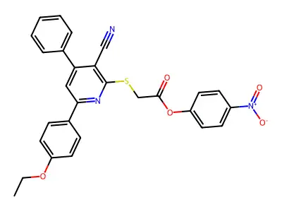 4-Nitrophenyl 2-((3-cyano-6-(4-ethoxyphenyl)-4-phenylpyridin-2-yl)thio)acetate structure