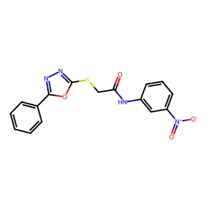N-(3-Nitrophenyl)-2-((5-phenyl-1,3,4-oxadiazol-2-yl)thio)acetamide structure