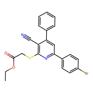 Ethyl 2-((6-(4-bromophenyl)-3-cyano-4-phenylpyridin-2-yl)thio)acetate structure