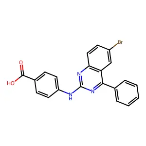 4-[(6-Bromo-4-phenylquinazolin-2-yl)amino]benzoic acid structure