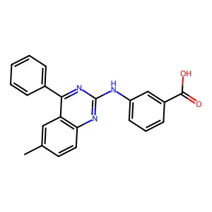 3-[(6-Methyl-4-phenyl-2-quinazolinyl)amino]benzoic acid structure