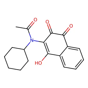 N-cyclohexyl-N-(3-hydroxy-1,4-dioxo-1,4-dihydronaphthalen-2-yl)acetamide structure