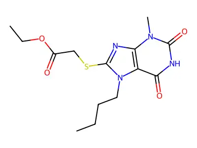 Ethyl 2-(7-butyl-3-methyl-2,6-dioxopurin-8-yl)sulfanylacetate structure