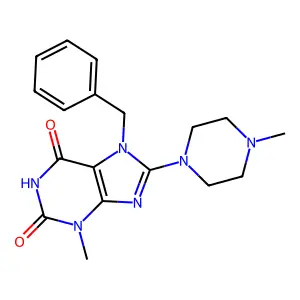 7-Benzyl-3-methyl-8-(4-methylpiperazin-1-yl)purine-2,6-dione structure