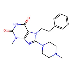 3-methyl-8-(4-methylpiperazin-1-yl)-7-phenethyl-1H-purine-2,6(3H,7H)-dione structure