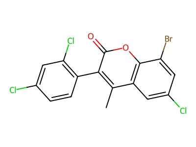 8-Bromo-6-chloro-3-(2,4-dichlorophenyl)-4-methylchromen-2-one structure