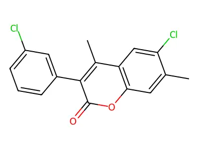 6-Chloro-3-(3-chlorophenyl)-4,7-dimethylchromen-2-one structure
