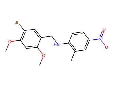N-[(5-bromo-2,4-dimethoxyphenyl)methyl]-2-methyl-4-nitroaniline structure
