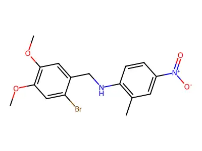 N-[(2-bromo-4,5-dimethoxyphenyl)methyl]-2-methyl-4-nitroaniline structure