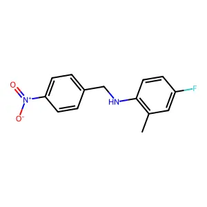 4-fluoro-2-methyl-N-[(4-nitrophenyl)methyl]aniline structure