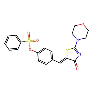 (E)-4-((2-morpholino-4-oxothiazol-5(4H)-ylidene)methyl)phenyl benzenesulfonate structure