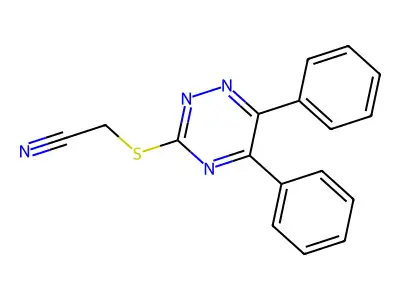 ((5,6-Diphenyl-1,2,4-triazin-3-YL)thio)acetonitrile structure
