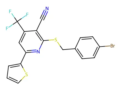 2-((4-Bromobenzyl)thio)-6-(2-thienyl)-4-(trifluoromethyl)nicotinonitrile structure