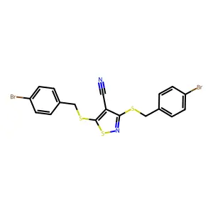 3,5-Bis((4-bromobenzyl)thio)-4-isothiazolecarbonitrile structure
