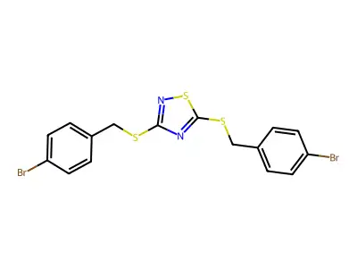 3,5-Bis((4-bromobenzyl)thio)-1,2,4-thiadiazole structure