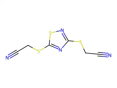 ((3-((Cyanomethyl)thio)-1,2,4-thiadiazol-5-YL)thio)acetonitrile structure