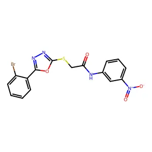 2-((5-(2-Bromophenyl)-1,3,4-oxadiazol-2-yl)thio)-N-(3-nitrophenyl)acetamide structure