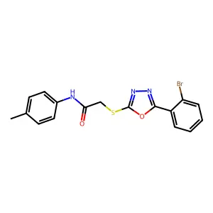 2-((5-(2-Bromophenyl)-1,3,4-oxadiazol-2-yl)thio)-N-(p-tolyl)acetamide structure
