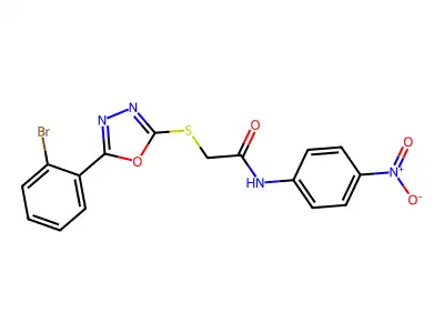 2-((5-(2-Bromophenyl)-1,3,4-oxadiazol-2-yl)thio)-N-(4-nitrophenyl)acetamide structure