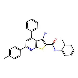 3-Amino-4-phenyl-N-(o-tolyl)-6-(p-tolyl)thieno[2,3-b]pyridine-2-carboxamide structure