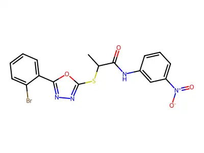 2-((5-(2-Bromophenyl)-1,3,4-oxadiazol-2-yl)thio)-N-(3-nitrophenyl)propanamide structure