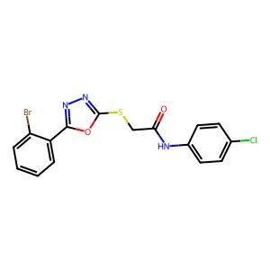 2-((5-(2-Bromophenyl)-1,3,4-oxadiazol-2-yl)thio)-N-(4-chlorophenyl)acetamide structure