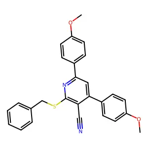 2-(Benzylthio)-4,6-bis(4-methoxyphenyl)nicotinonitrile structure