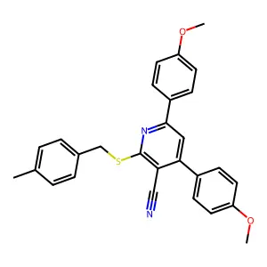 4,6-Bis(4-methoxyphenyl)-2-((4-methylbenzyl)thio)nicotinonitrile structure