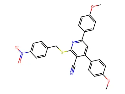 4,6-Bis(4-methoxyphenyl)-2-((4-nitrobenzyl)thio)nicotinonitrile structure