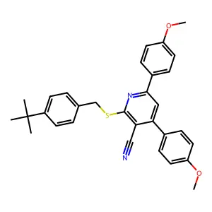 2-((4-(tert-Butyl)benzyl)thio)-4,6-bis(4-methoxyphenyl)nicotinonitrile structure