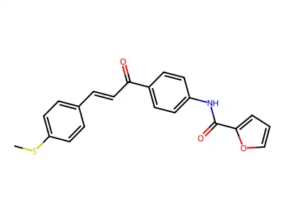 N-[4-[(E)-3-(4-methylsulfanylphenyl)prop-2-enoyl]phenyl]furan-2-carboxamide structure