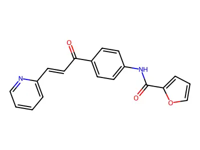 N-{4-[(2E)-3-(pyridin-2-yl)prop-2-enoyl]phenyl}furan-2-carboxamide structure