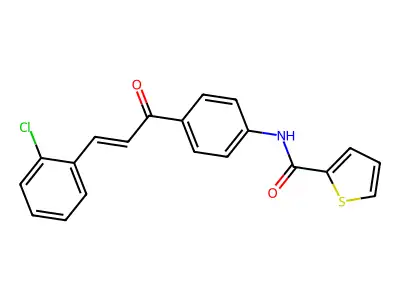 N-[4-[(E)-3-(2-chlorophenyl)prop-2-enoyl]phenyl]thiophene-2-carboxamide structure