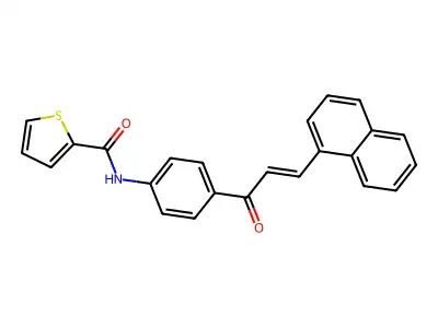 N-[4-[(E)-3-naphthalen-1-ylprop-2-enoyl]phenyl]thiophene-2-carboxamide structure