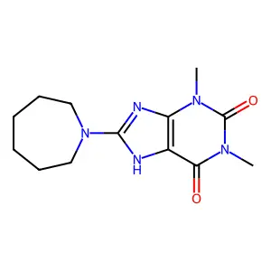 8-(azepan-1-yl)-1,3-dimethyl-1H-purine-2,6(3H,7H)-dione structure