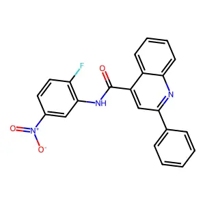 N-(2-fluoro-5-nitrophenyl)-2-phenylquinoline-4-carboxamide structure