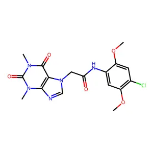 N-(4-chloro-2,5-dimethoxyphenyl)-2-(1,3-dimethyl-2,6-dioxopurin-7-yl)acetamide structure