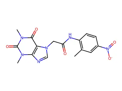 2-(1,3-dimethyl-2,6-dioxopurin-7-yl)-N-(2-methyl-4-nitrophenyl)acetamide structure