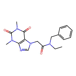 N-benzyl-2-(1,3-dimethyl-2,6-dioxo-1,2,3,6-tetrahydro-7H-purin-7-yl)-N-ethylacetamide structure