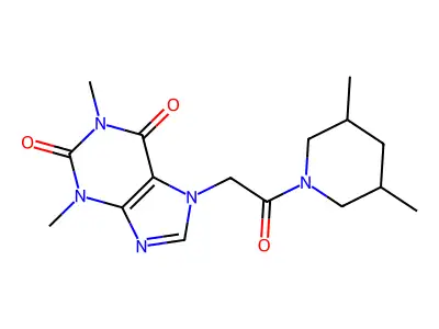 7-[2-(3,5-Dimethylpiperidin-1-yl)-2-oxoethyl]-1,3-dimethylpurine-2,6-dione structure