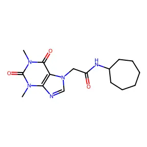 N-cycloheptyl-2-(1,3-dimethyl-2,6-dioxopurin-7-yl)acetamide structure