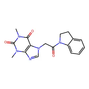 7-[2-(2,3-Dihydroindol-1-yl)-2-oxoethyl]-1,3-dimethylpurine-2,6-dione structure
