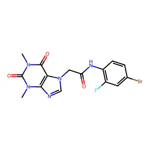 N-(4-bromo-2-fluorophenyl)-2-(1,3-dimethyl-2,6-dioxopurin-7-yl)acetamide structure
