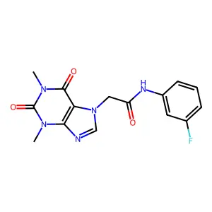 2-(1,3-dimethyl-2,6-dioxopurin-7-yl)-N-(3-fluorophenyl)acetamide structure